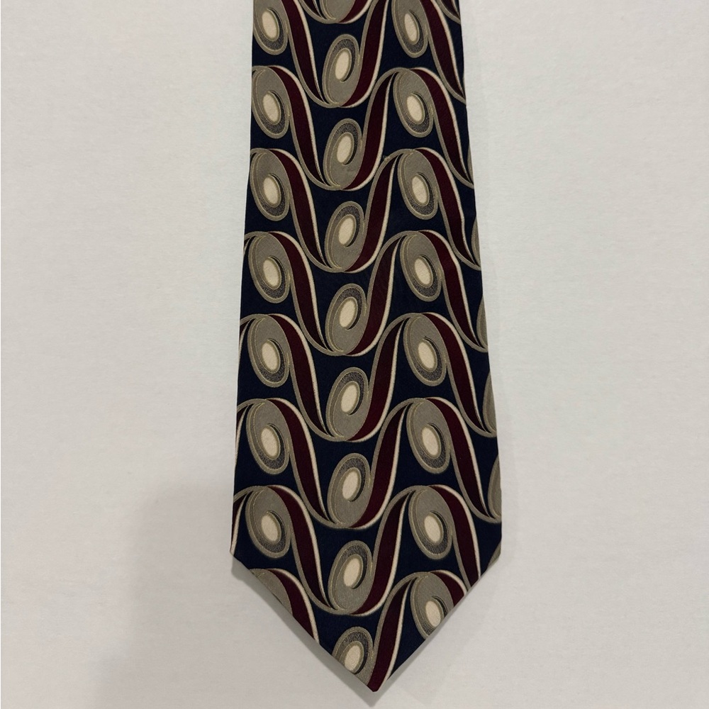 100%Silk Monterey Bay Navy and Burgundy Tie